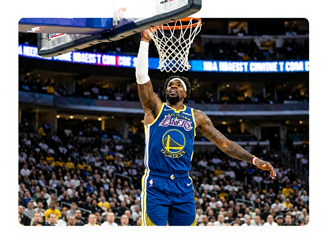 NBA比赛中球员完成精彩扣篮的震撼画面